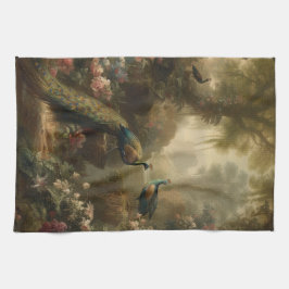 Botanisch: drie pauwen in Engelse tuin Theedoek