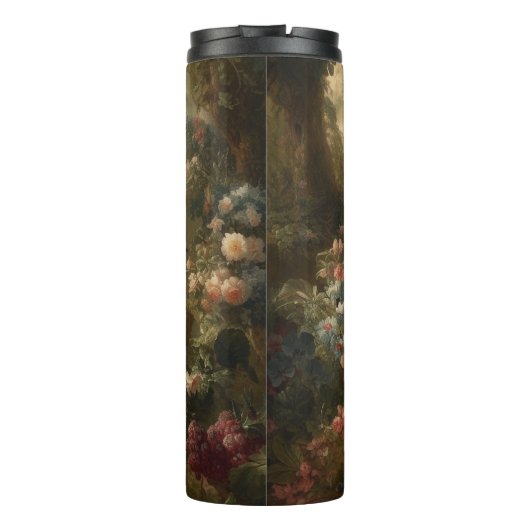 Botanisch: drie pauwen in Engelse tuin Thermosbeker (Achterkant)