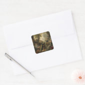 Botanisch: drie pauwen in Engelse tuin Vierkante Sticker (Envelop)