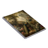 Botanisch: drie pauwen tuin aanpasbaar notitieboek (Rechterzijde)