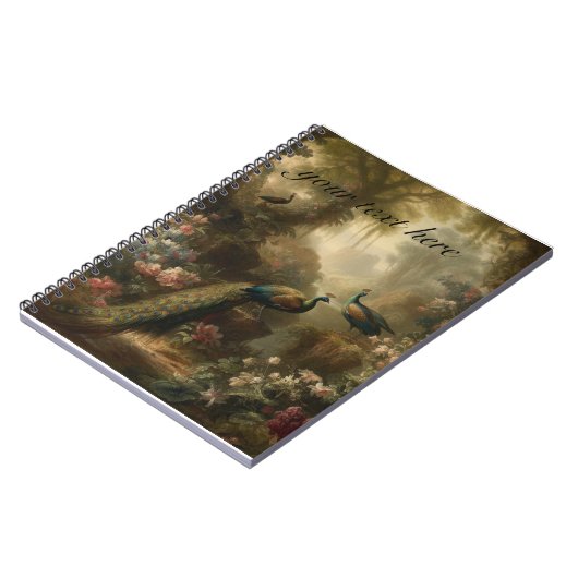 Botanisch: drie pauwen tuin aanpasbaar notitieboek (Linkerzijde)