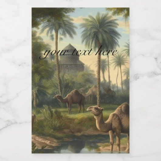 Botanisch: dromedarissen in het oerwoud aanpasbaar voedselcontainer etiket (Enkel label)