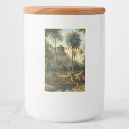 Botanisch: dromedarissen in het oerwoud aanpasbaar voedselcontainer etiket