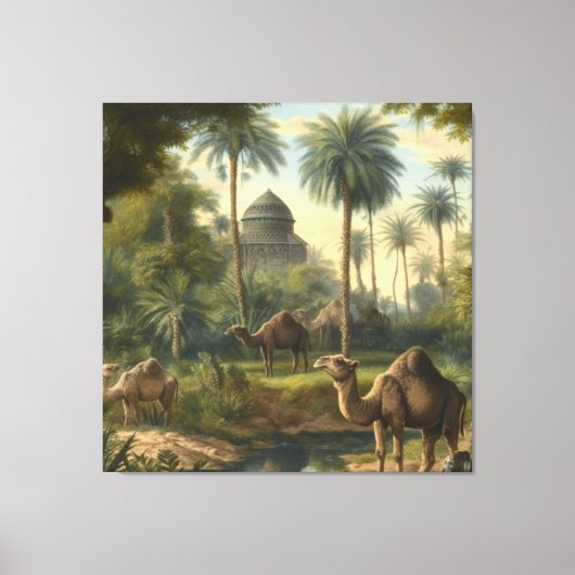 Botanisch: dromedarissen in het oerwoud bij een ri canvas afdruk (Voorkant)