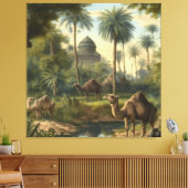 Botanisch: dromedarissen in het oerwoud bij een ri canvas afdruk (Insitu (Woonkamer))
