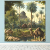 Botanisch: dromedarissen in het oerwoud bij een ri canvas afdruk (Insitu (Houten vloer))