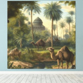 Botanisch: dromedarissen in het oerwoud bij een ri canvas afdruk (Insitu (Houten vloer))