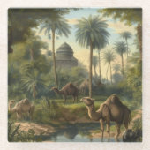 Botanisch: dromedarissen in het oerwoud bij een ri glazen onderzetter (Voorkant)