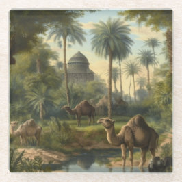 Botanisch: dromedarissen in het oerwoud bij een ri glazen onderzetter