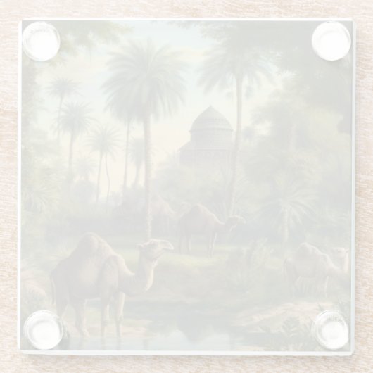 Botanisch: dromedarissen in het oerwoud bij een ri glazen onderzetter (Achterkant)