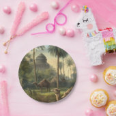 Botanisch: dromedarissen in het oerwoud bij een ri papieren bordje (Feest)