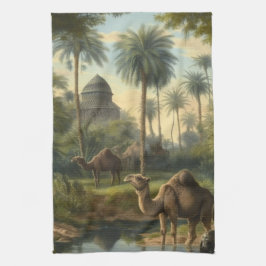 Botanisch: dromedarissen in het oerwoud bij een ri theedoek