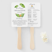 Botanisch eiland bladeren bruiloft programma handwaaier (Voorkant en achterkant)