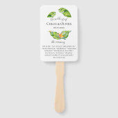 Botanisch eiland bladeren bruiloft programma handwaaier (Voorkant)