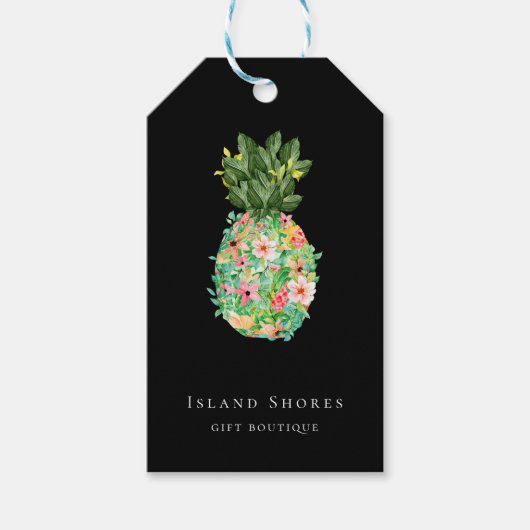 Botanisch eiland Bloemen Ananas Prijs Labels Cadeaulabel (Voorkant)