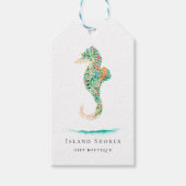 Botanisch eiland Bloemen Seahorse Prijs Labels Cadeaulabel (Voorkant)