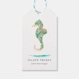 Botanisch eiland Bloemen Seahorse Prijs Labels Cadeaulabel