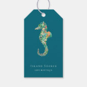 Botanisch eiland Bloemen Seahorse Prijs Labels Cadeaulabel (Voorkant)