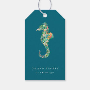 Botanisch eiland Bloemen Seahorse Prijs Labels Cadeaulabel