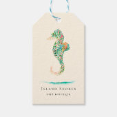 Botanisch eiland Bloemen Seahorse Prijs Labels Cadeaulabel (Voorkant)