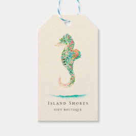 Botanisch eiland Bloemen Seahorse Prijs Labels Cadeaulabel