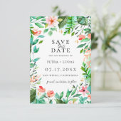 Botanisch Eiland Koraal Bloem Save The Date Aankondiging (Staand voorkant)