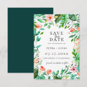 Botanisch Eiland Koraal Bloemige Save The Date Aankondiging (Voorkant / Achterkant)