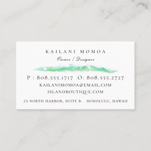 Botanisch eiland Pineapple Blue Visitekaartje (Achterkant)