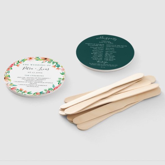 Botanisch eiland Wreath Wedding Programme Hand Fan Handwaaier (Niet-gemonteerd)