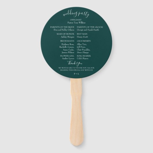 Botanisch eiland Wreath Wedding Programme Hand Fan Handwaaier (Achterkant)
