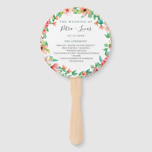 Botanisch eiland Wreath Wedding Programme Hand Fan Handwaaier (Voorkant)