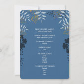 Botanisch Elegant Blauw Ceremonie Programma Kaart (Voorkant)