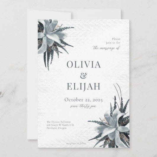 Botanisch Elegant Blauw Kaart (Voorkant)