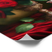 Botanisch Elegant Boeket Rode Rozen Poster (Hoek)