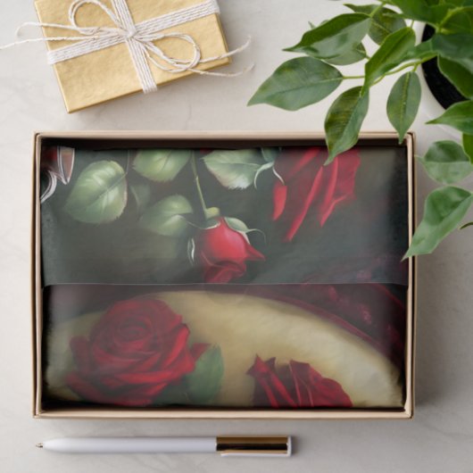 Botanisch Elegant Boeket Rode Rozen Tissuepapier (Geschenk)
