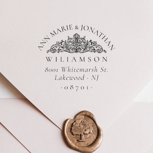  Botanisch Elegant Bruiloft Retouradres Rubberstempel