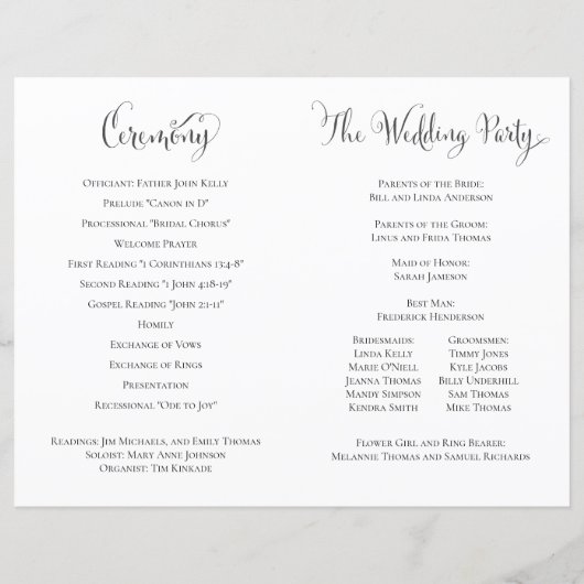 Botanisch Elegant Groen Bruiloft Service Programma (Achterkant)