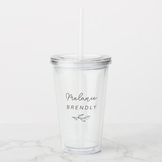 Botanisch Elegant Modern Minimalistisch Acryl Drinkbeker (Voorkant)