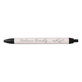 Botanisch Elegant Modern Minimalistisch Roze | Blauwe Inkt Pen