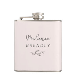 Botanisch Elegant Modern Minimalistisch Roze Heupfles