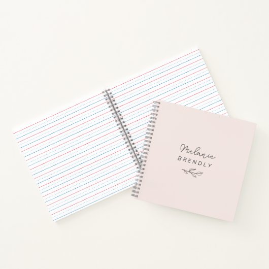 Botanisch Elegant Modern Minimalistisch Roze Notit Notitieboek (Binnen)