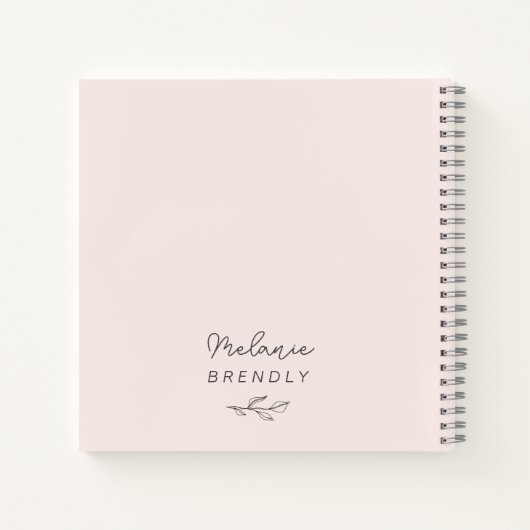 Botanisch Elegant Modern Minimalistisch Roze Notit Notitieboek (Achterkant)