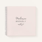 Botanisch Elegant Modern Minimalistisch Roze Notit Notitieboek (Voorkant)