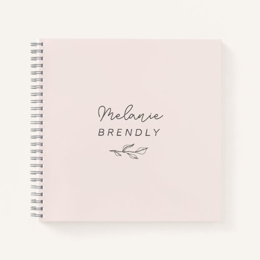 Botanisch Elegant Modern Minimalistisch Roze Notit Notitieboek (Voorkant)