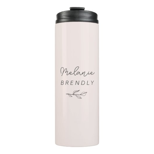 Botanisch Elegant Modern Minimalistisch Roze Thermosbeker (Voorkant)