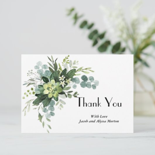 Botanisch, elegant succulent bedankkaart (Staand voorkant)