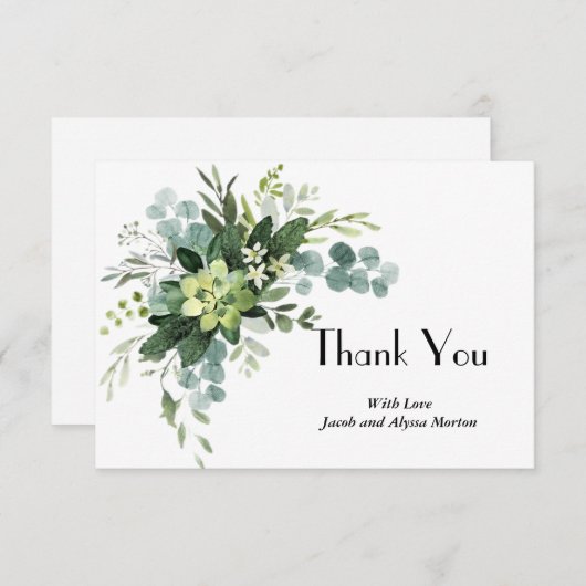 Botanisch, elegant succulent bedankkaart (Voorkant / Achterkant)