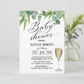 Botanisch Elegant Typografie Baby shower Kaart (Staand voorkant)