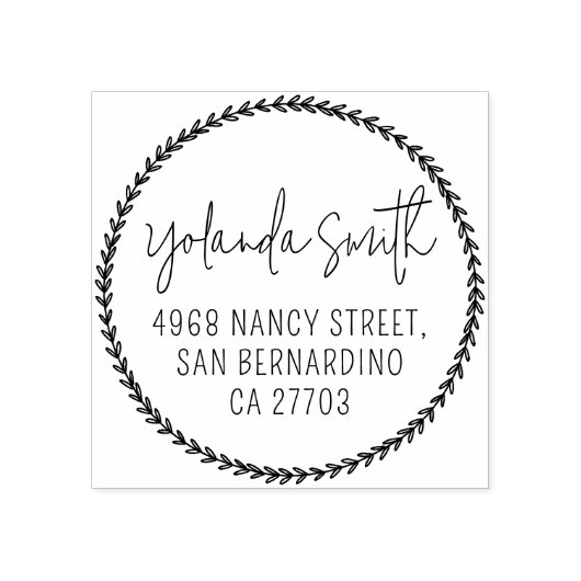 Botanisch Elegant Verlof Calligrafierretour-adres Rubberstempel (Afrduk)