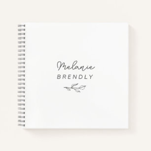 Botanisch Elegante Moderne Minimalistische Witte N Notitieboek